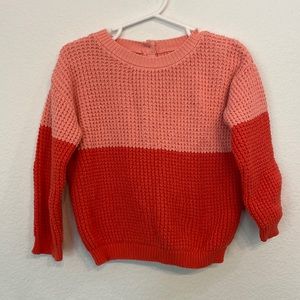 GYMBOREE SIZE 2T color block pink and orange knit sweater with Buttons on back